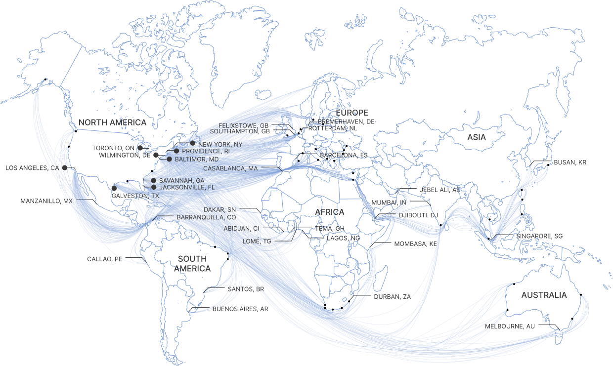 World Shipping Map